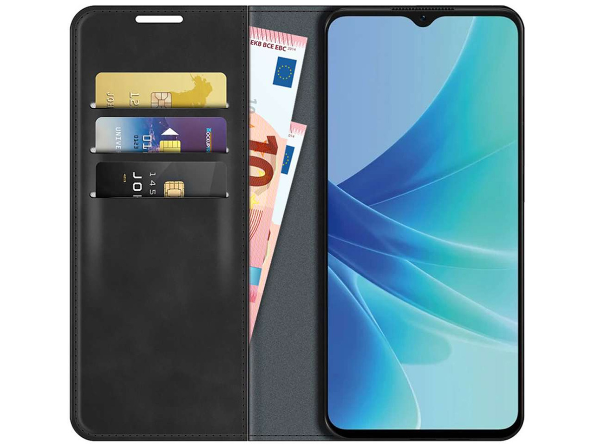 Just in Case Slimfit Wallet Case Zwart - Oppo A57 hoesje