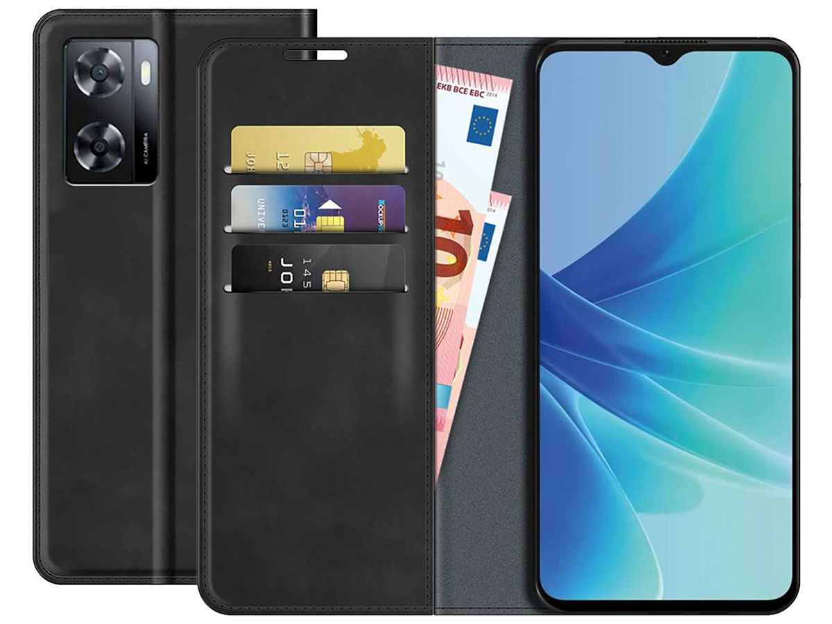 Just in Case Slimfit Wallet Case Zwart - Oppo A57 hoesje