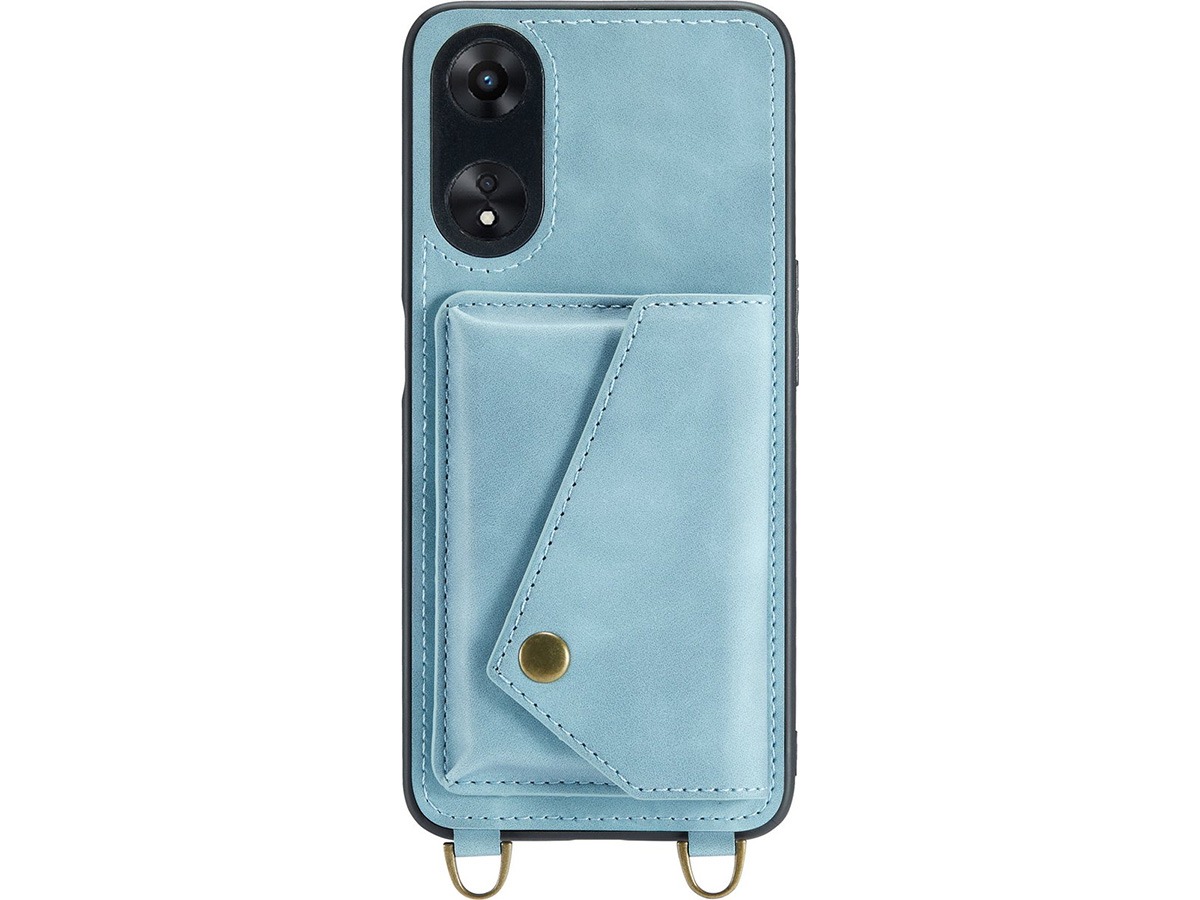 CaseMania Crossbody Wallet Case Aqua - Oppo A58 hoesje met koord