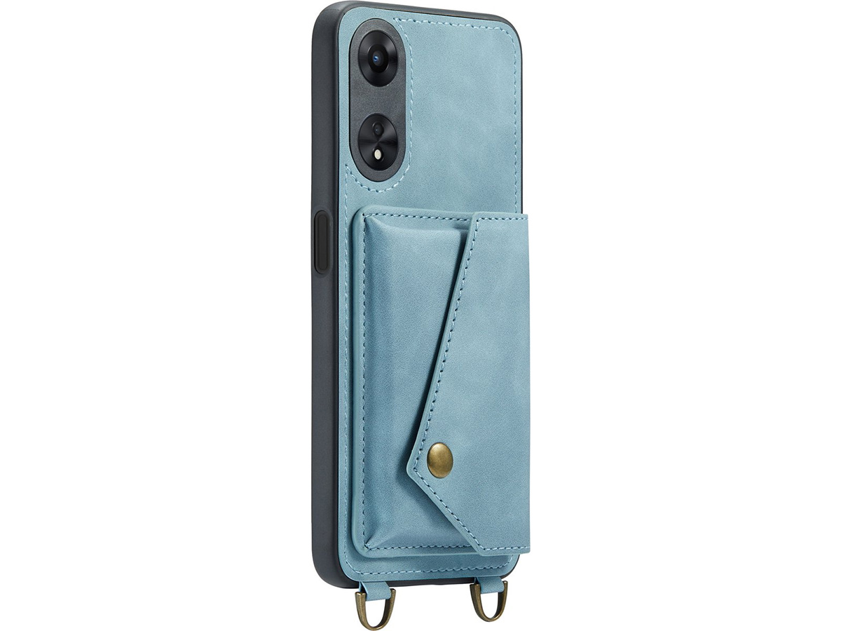 CaseMania Crossbody Wallet Case Aqua - Oppo A58 hoesje met koord