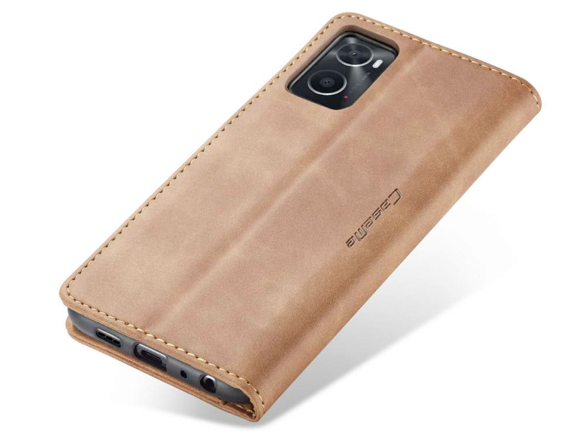 CaseMe Vintage BookCase Tan Bruin - Oppo A76 / A96 hoesje