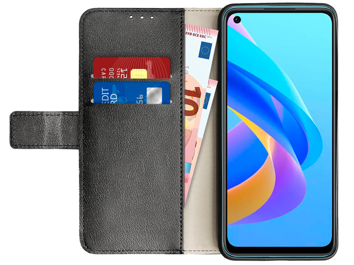 Just in Case Wallet Case Zwart - Oppo A76 hoesje