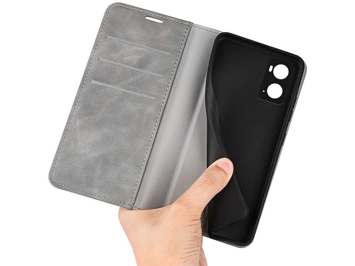 Just in Case Slimfit Wallet Case Grijs - Oppo A76 hoesje