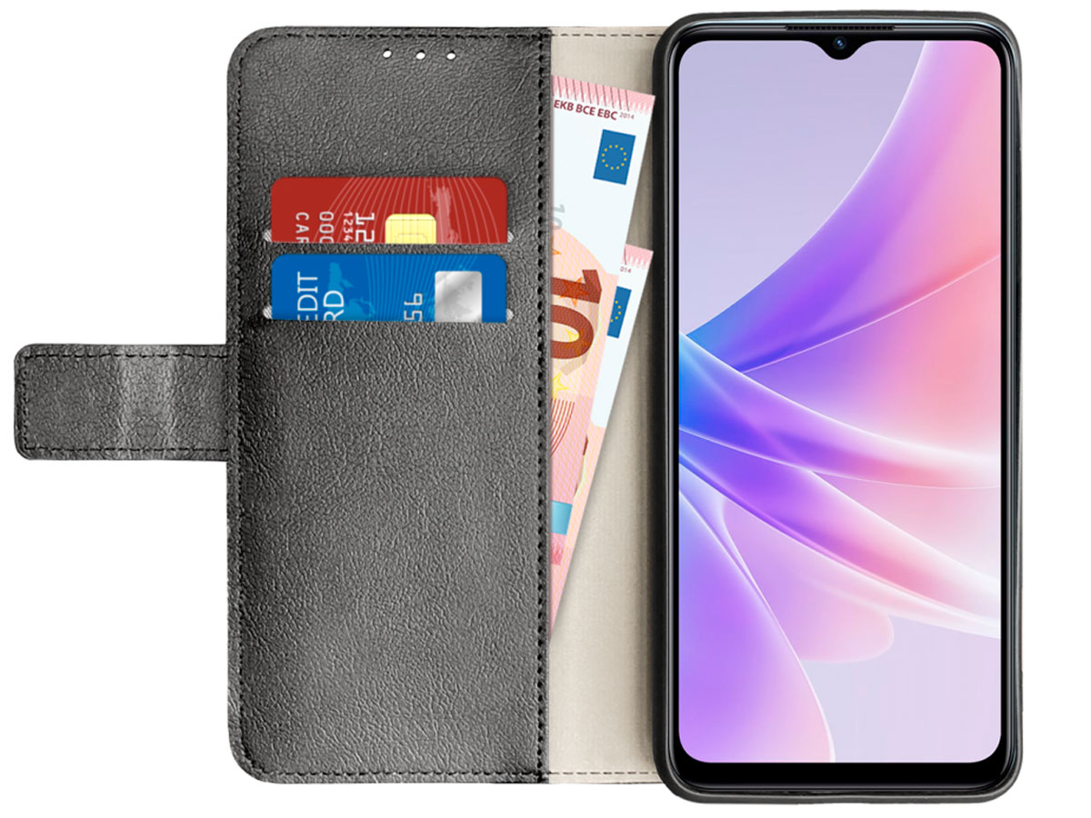 Just in Case Wallet Case Zwart - Oppo A77 hoesje