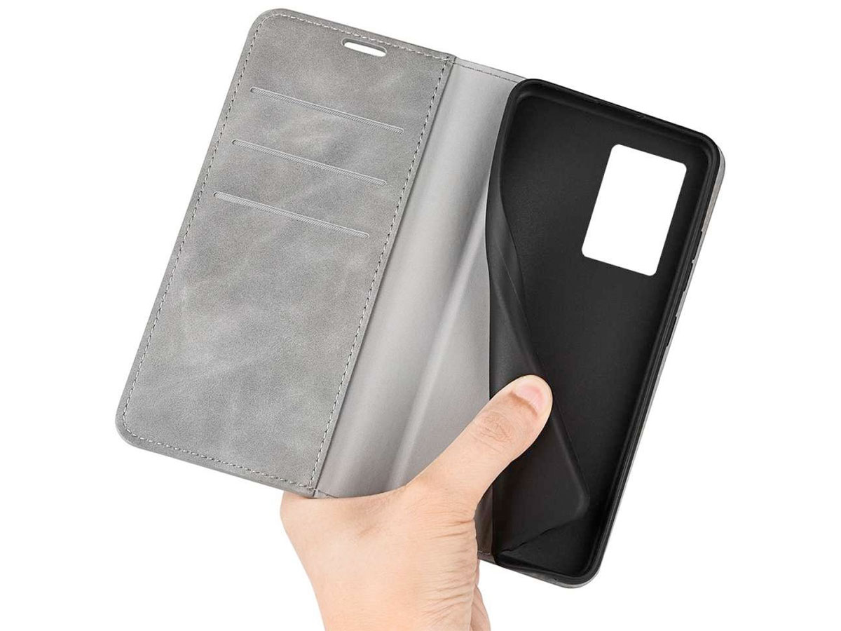 Just in Case Slimfit Wallet Case Grijs - Oppo A77 hoesje