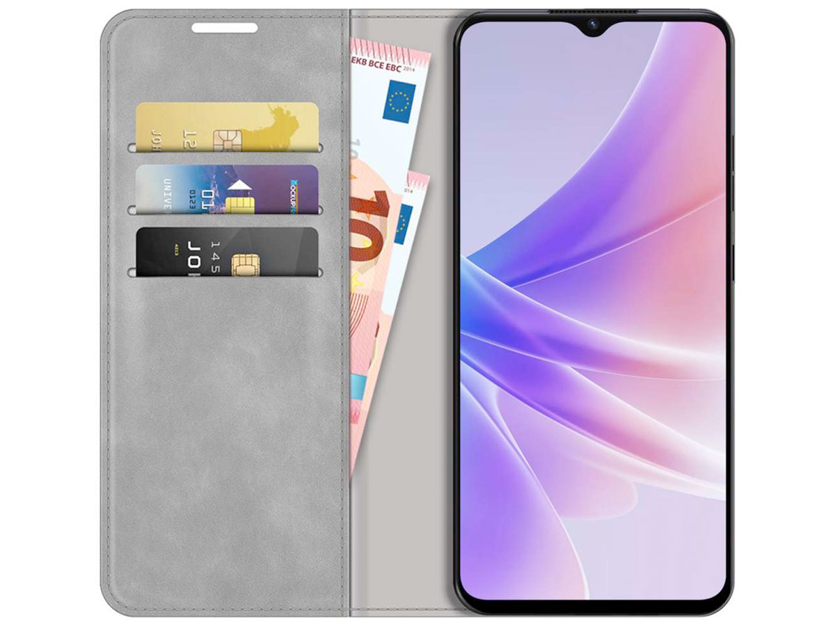 Just in Case Slimfit Wallet Case Grijs - Oppo A77 hoesje