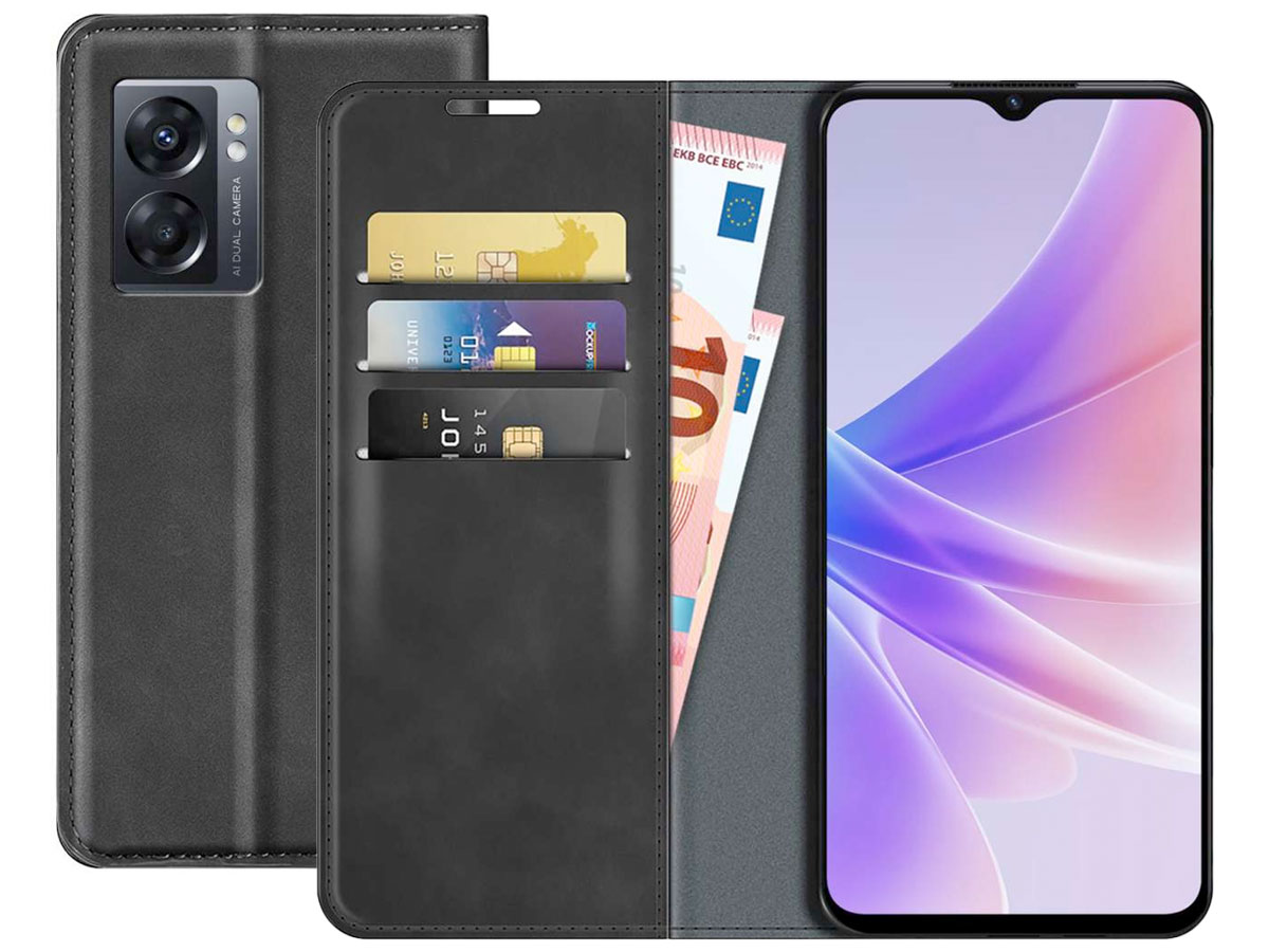 Just in Case Slimfit Wallet Case Zwart - Oppo A77 hoesje