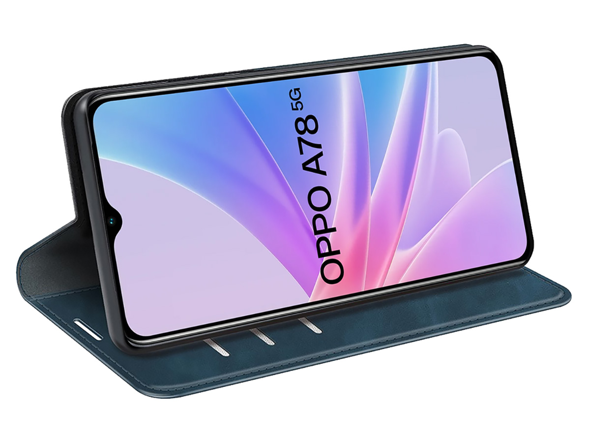 Just in Case Slim Wallet Case Donkerblauw - Oppo A78 5G hoesje