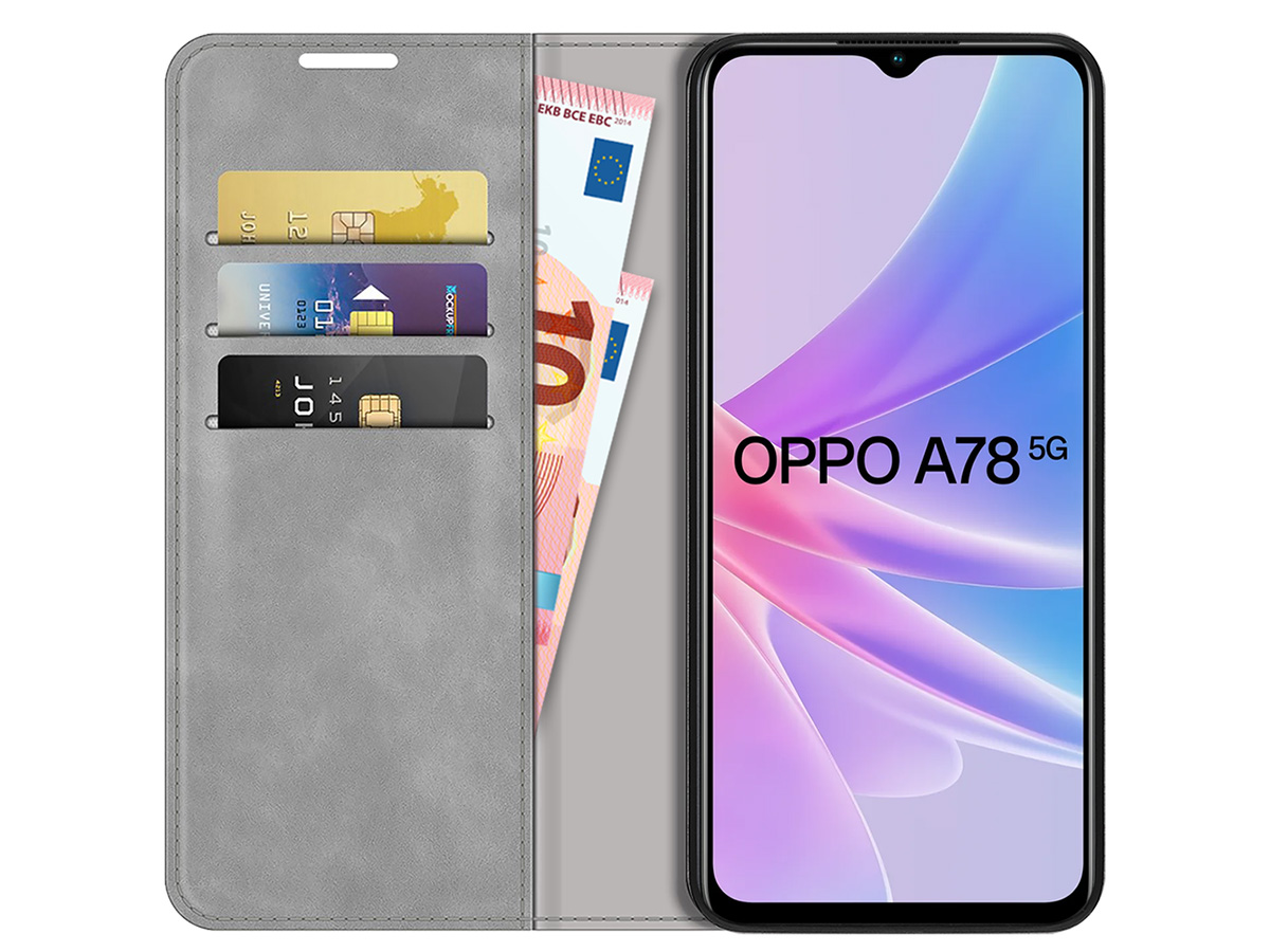 Just in Case Slim Wallet Case Grijs - Oppo A78 5G hoesje