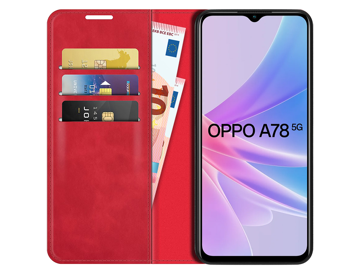 Just in Case Slim Wallet Case Rood - Oppo A78 5G hoesje