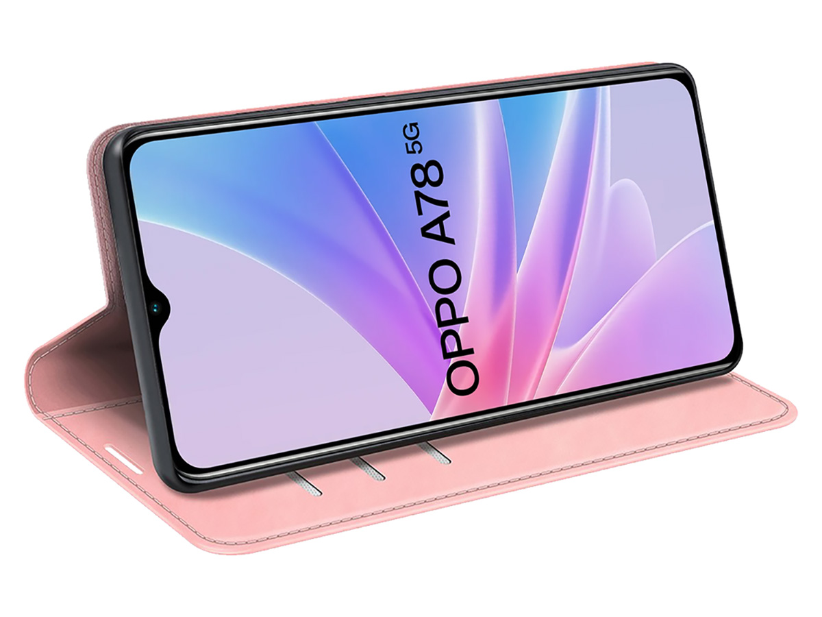 Just in Case Slim Wallet Case Roze - Oppo A78 5G hoesje