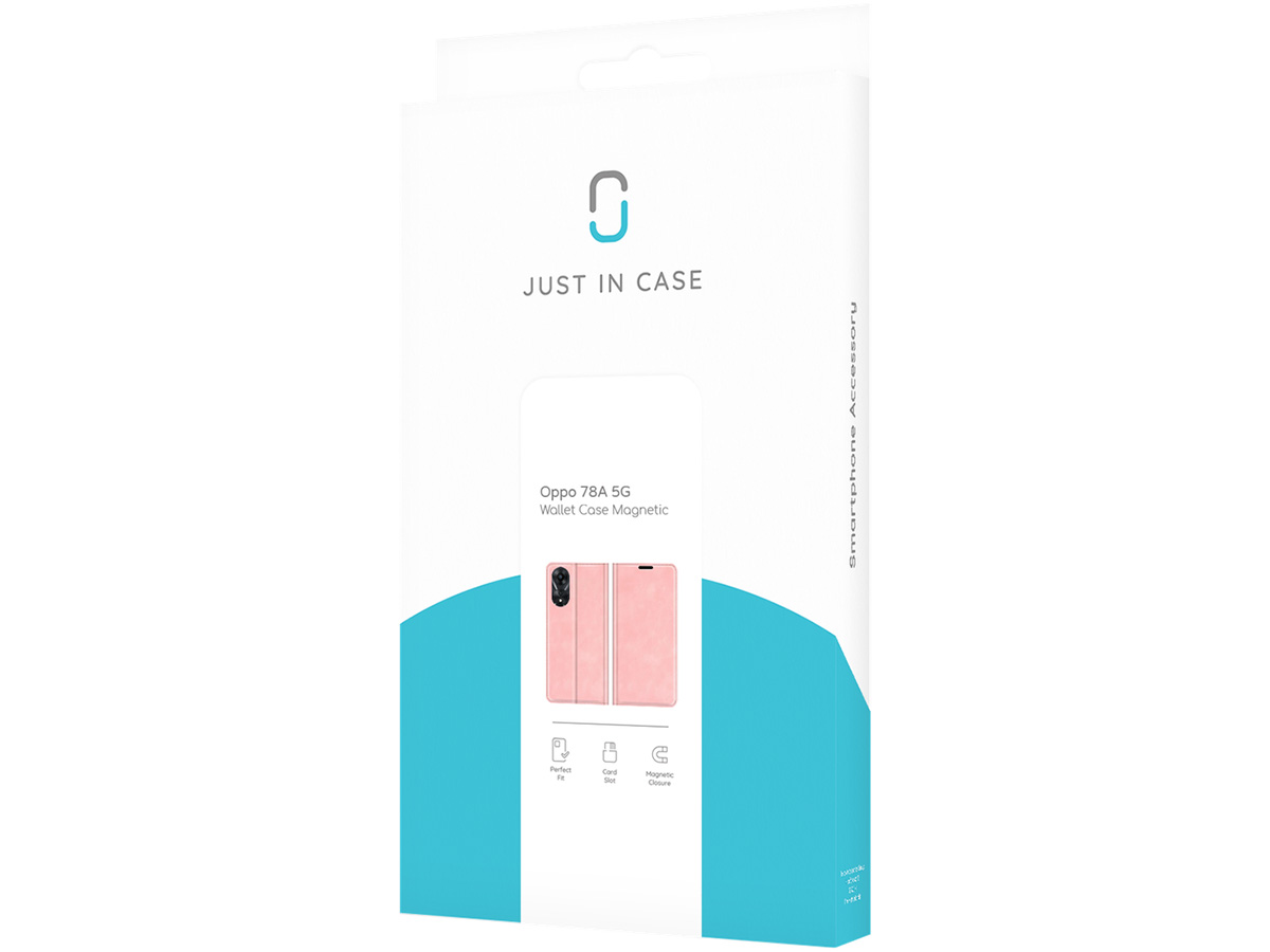 Just in Case Slim Wallet Case Roze - Oppo A78 5G hoesje