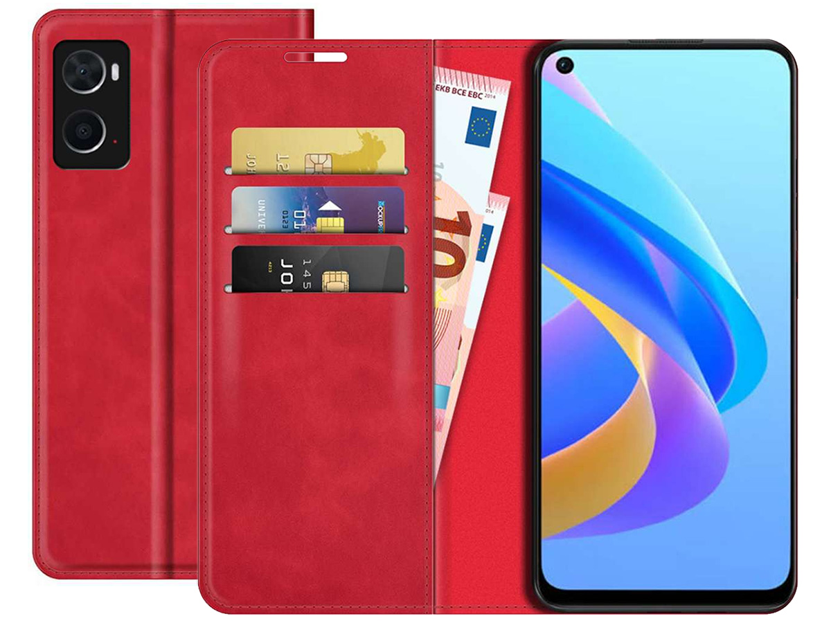 Just in Case Slimfit Wallet Case Rood - Oppo A96 hoesje