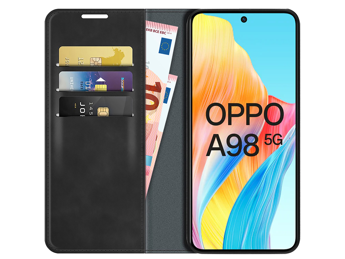 Just in Case Slim Wallet Case Zwart - Oppo A98 5G hoesje