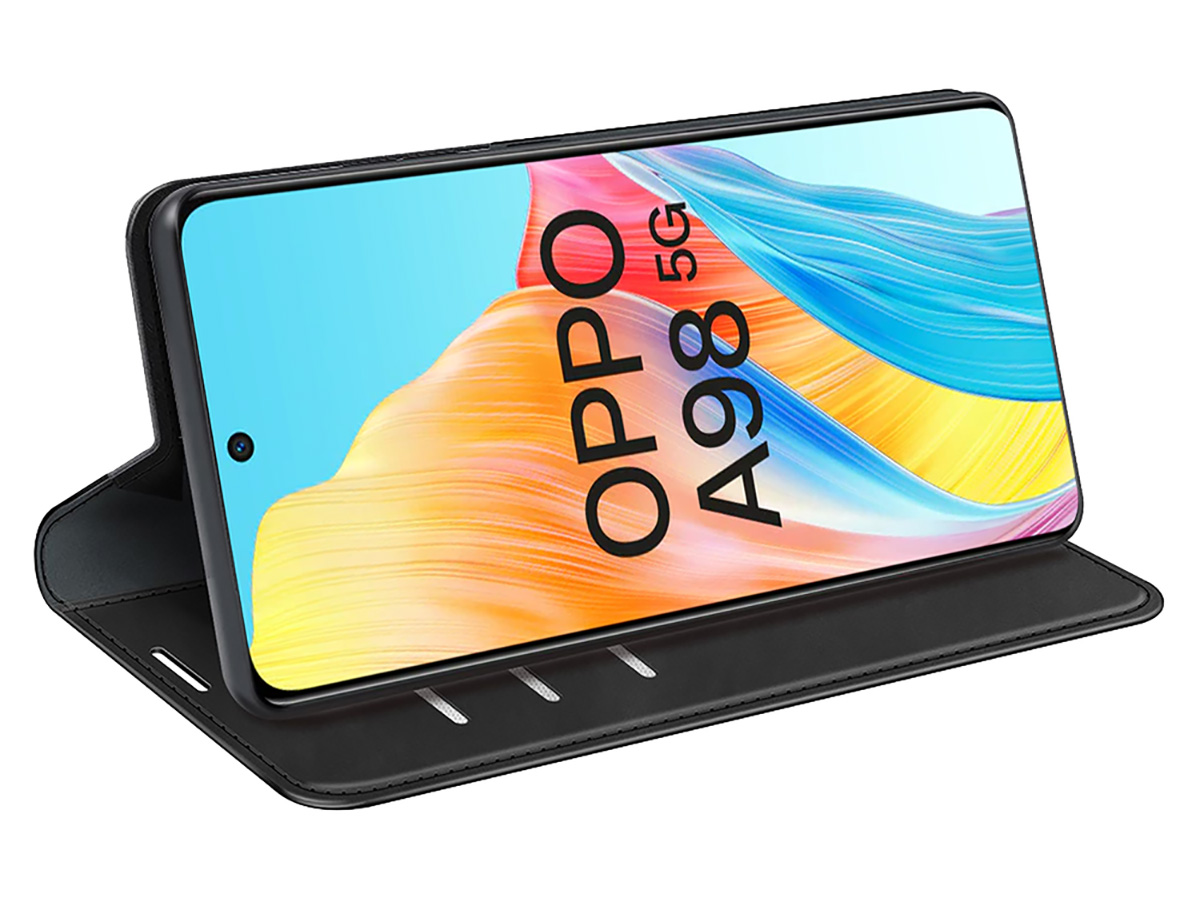 Just in Case Slim Wallet Case Zwart - Oppo A98 5G hoesje