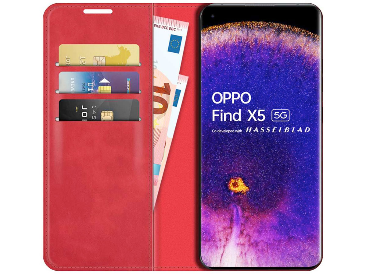 Just in Case Slimfit Wallet Case Rood - Oppo Find X5 hoesje