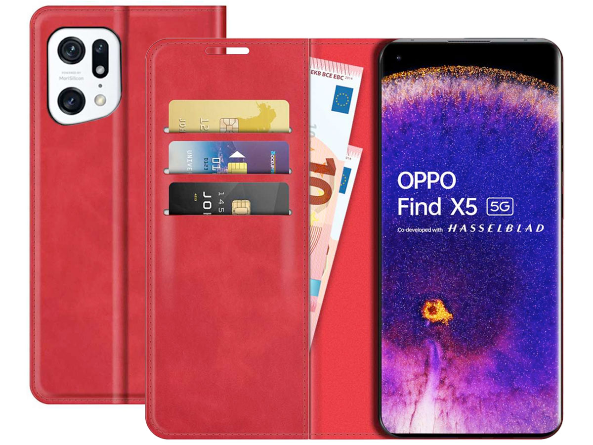 Just in Case Slimfit Wallet Case Rood - Oppo Find X5 hoesje