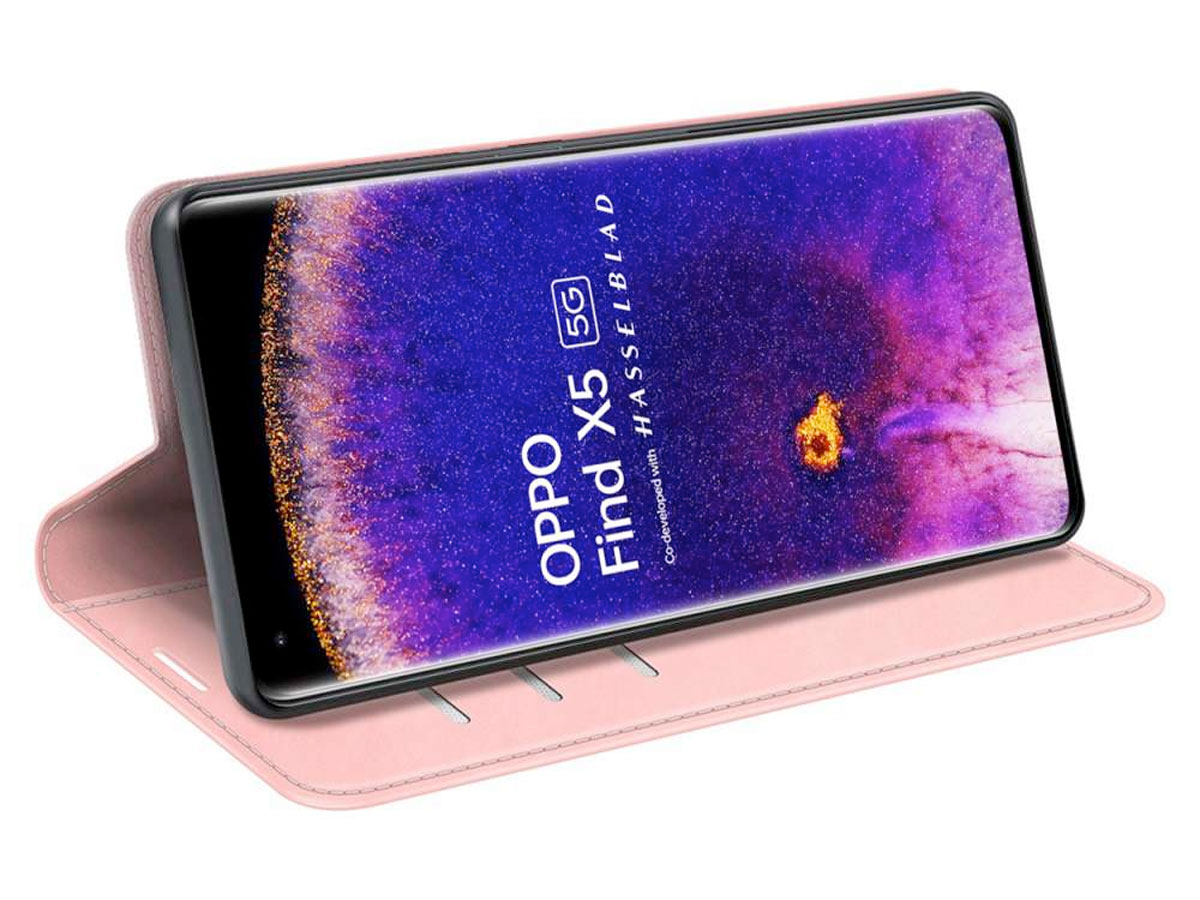 Just in Case Slimfit Wallet Case Roze - Oppo Find X5 hoesje