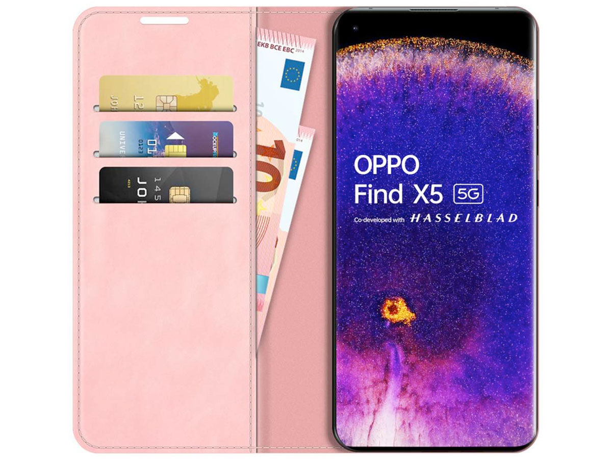 Just in Case Slimfit Wallet Case Roze - Oppo Find X5 hoesje