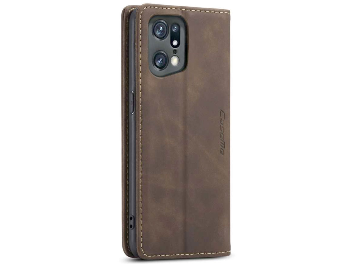 CaseMe Vintage BookCase Donkerbruin - Oppo Find X5 Pro hoesje