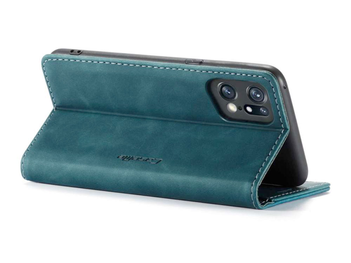 CaseMe Vintage BookCase Groen - Oppo Find X5 Pro hoesje