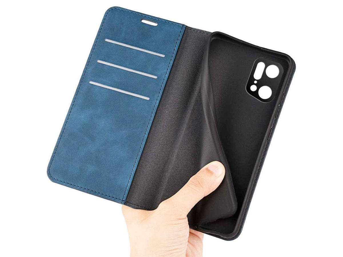 Just in Case Slimfit Wallet Case Blauw - Oppo Find X5 Pro hoesje