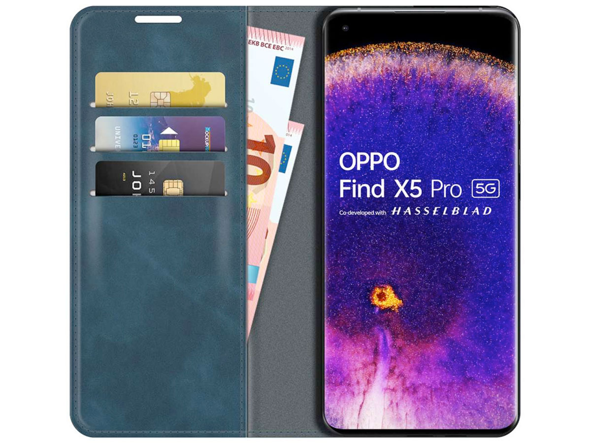 Just in Case Slimfit Wallet Case Blauw - Oppo Find X5 Pro hoesje