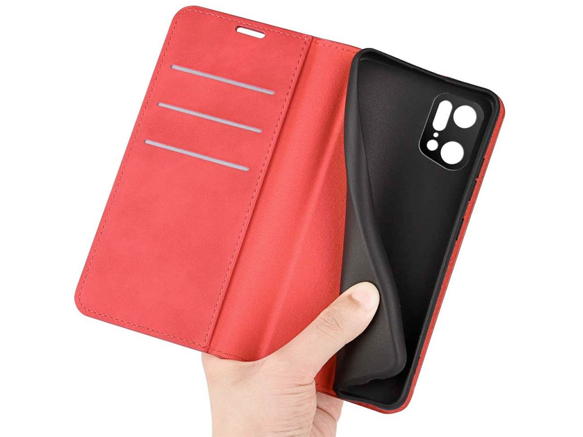 Just in Case Slimfit Wallet Case Rood - Oppo Find X5 Pro hoesje