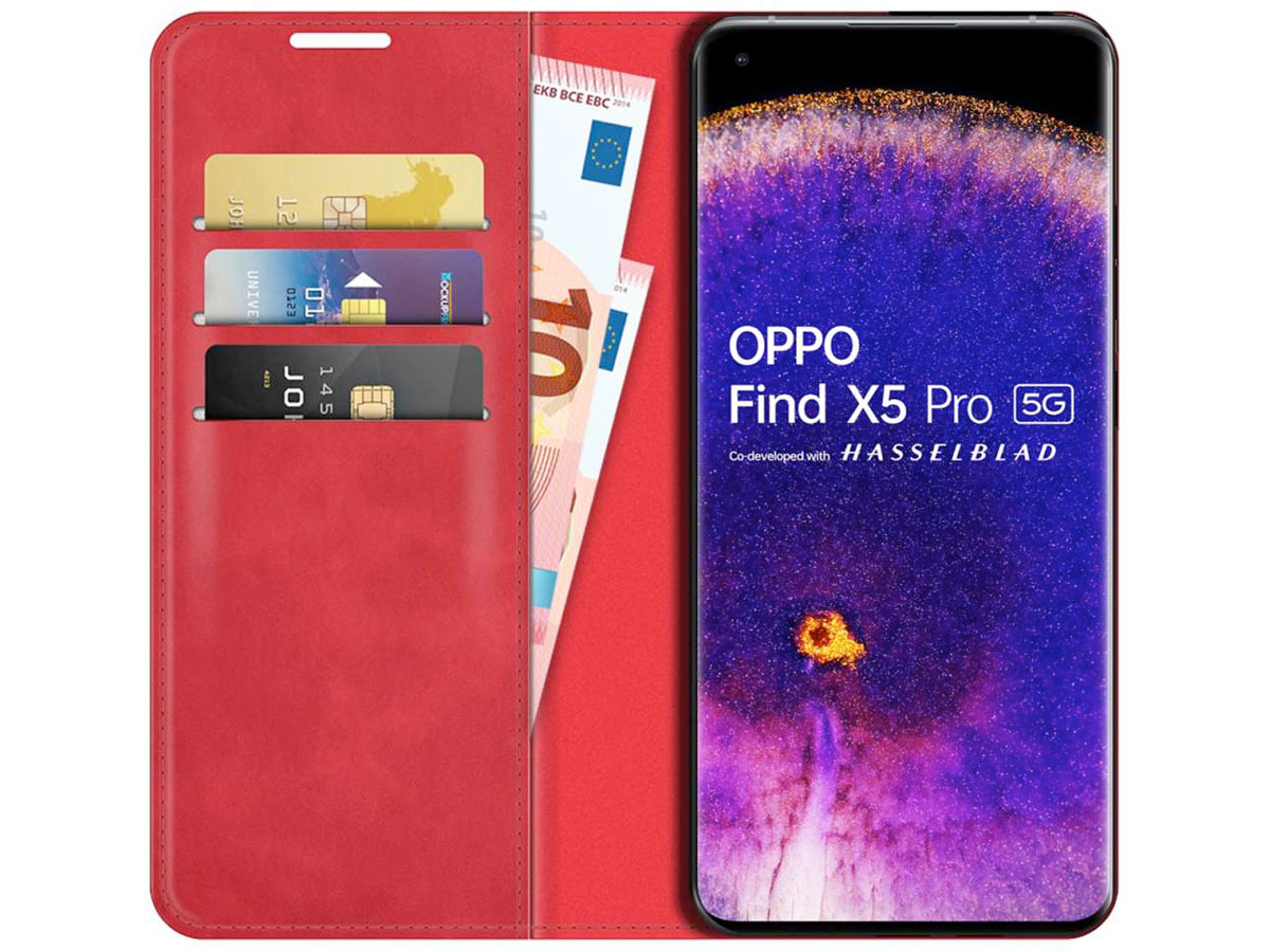 Just in Case Slimfit Wallet Case Rood - Oppo Find X5 Pro hoesje