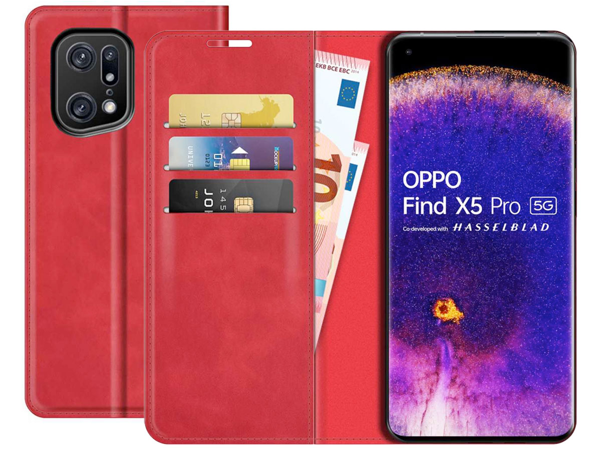 Just in Case Slimfit Wallet Case Rood - Oppo Find X5 Pro hoesje