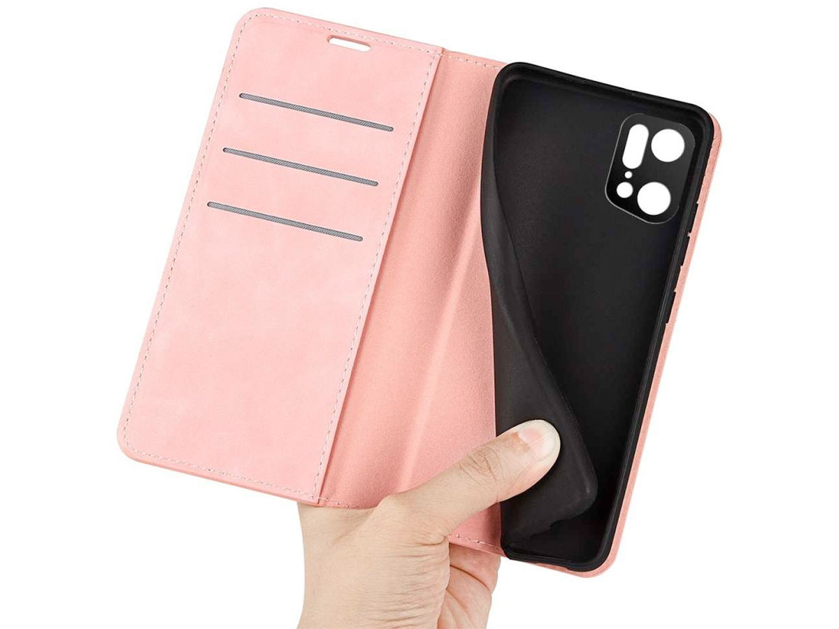 Just in Case Slimfit Wallet Case Roze - Oppo Find X5 Pro hoesje