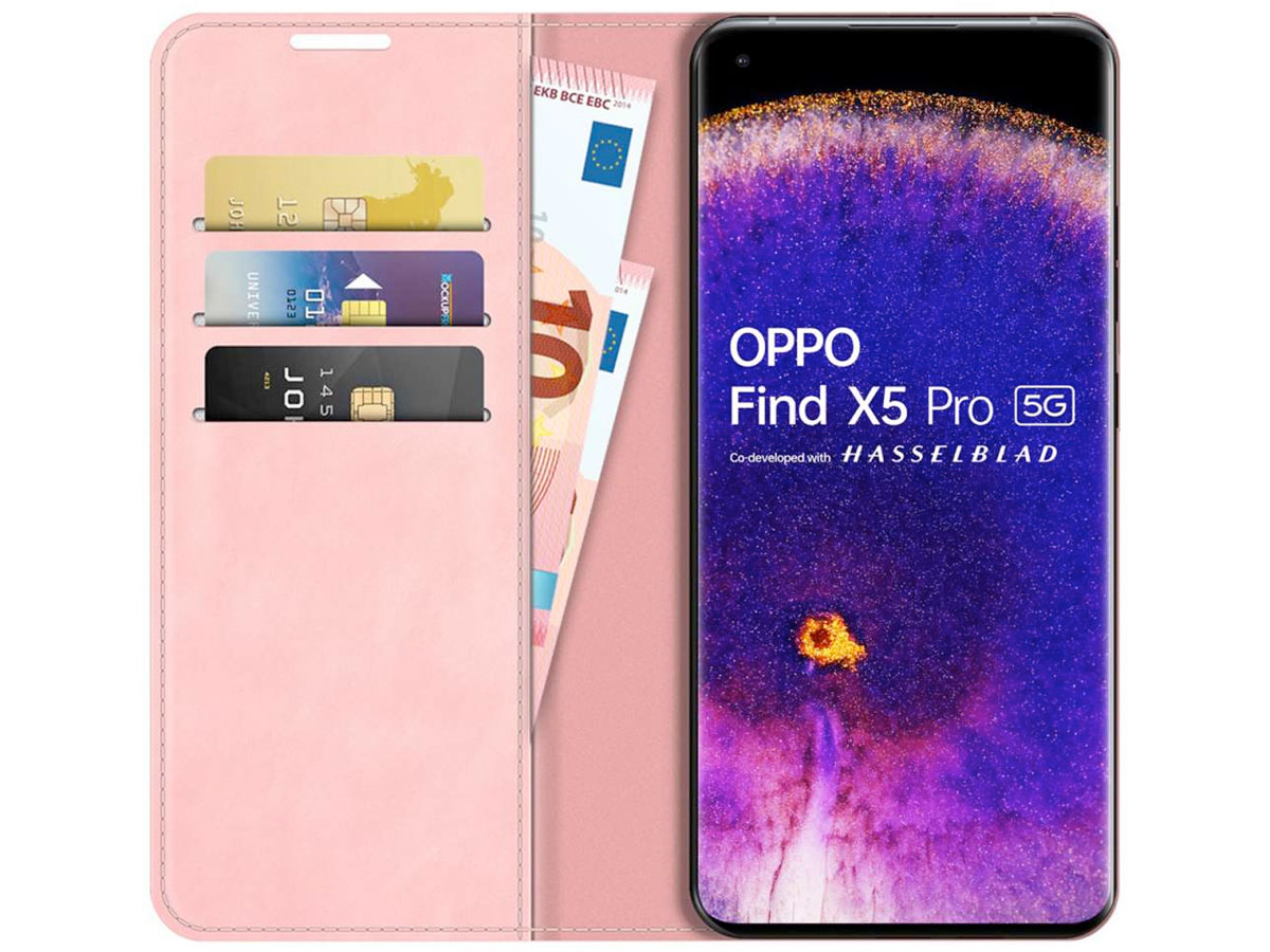 Just in Case Slimfit Wallet Case Roze - Oppo Find X5 Pro hoesje