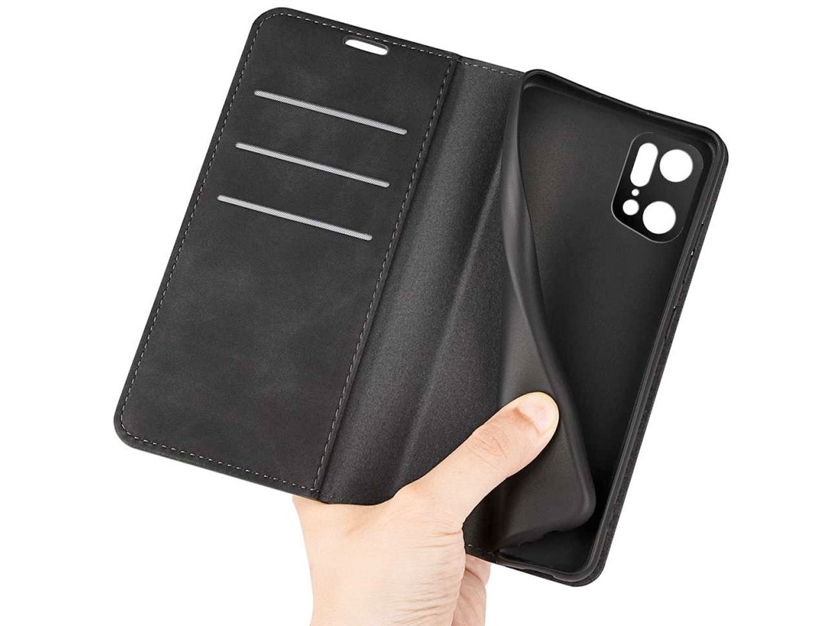 Just in Case Slimfit Wallet Case Zwart - Oppo Find X5 Pro hoesje