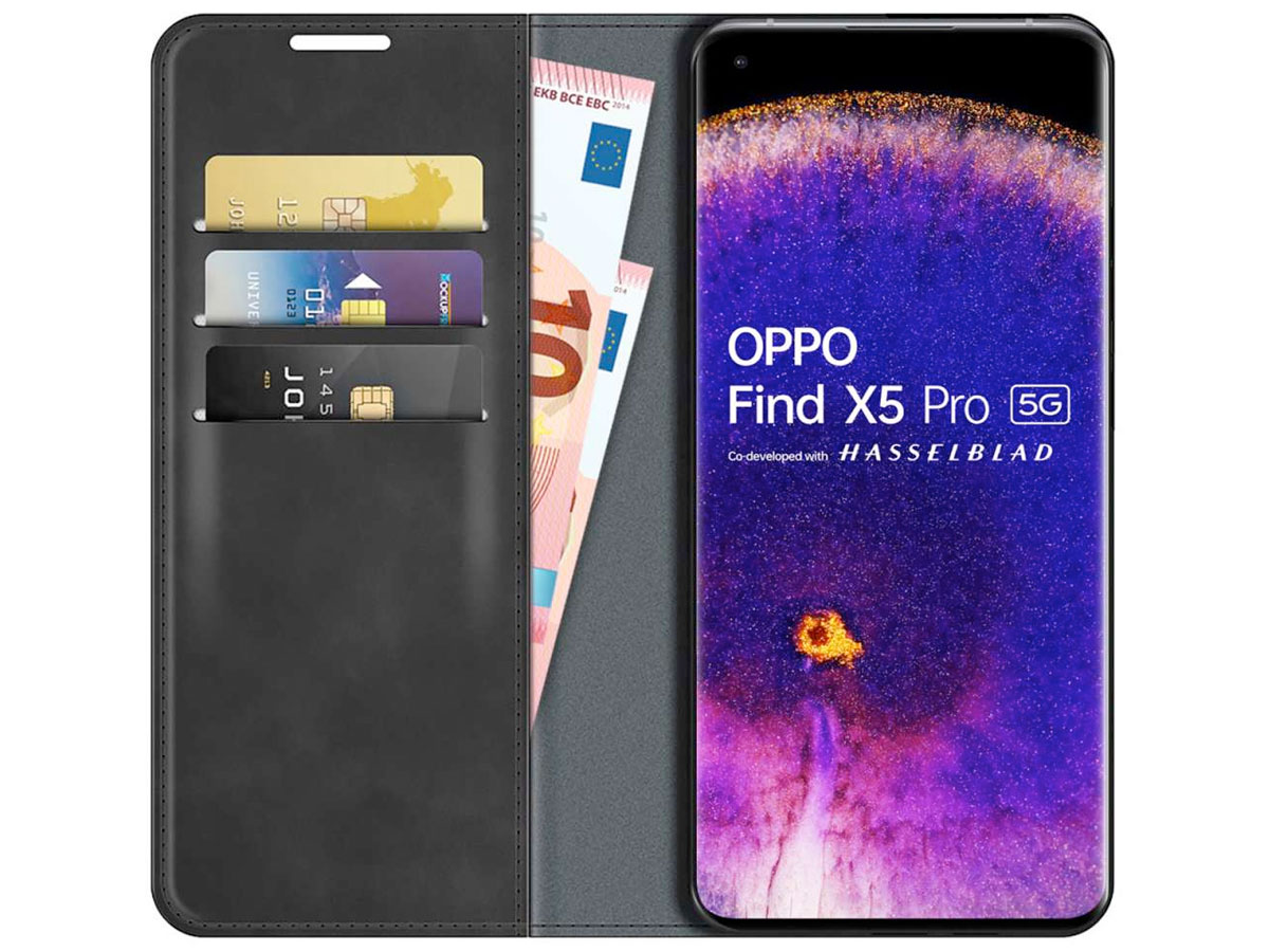 Just in Case Slimfit Wallet Case Zwart - Oppo Find X5 Pro hoesje