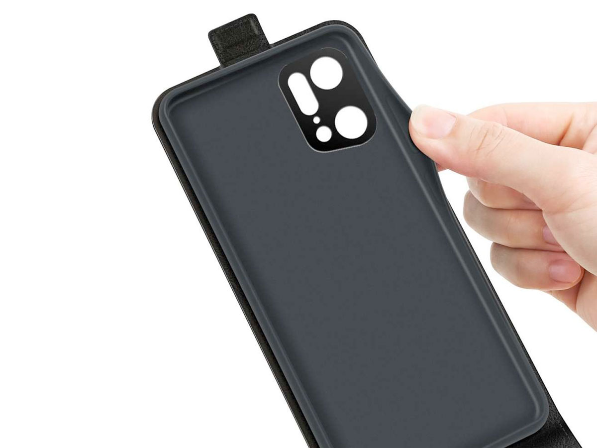 Just in Case Flip Case Zwart - Oppo Find X5 Pro hoesje