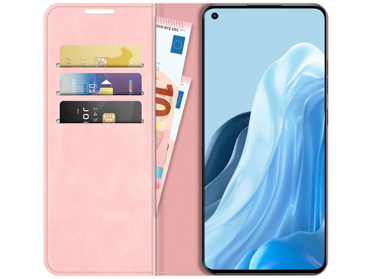 Just in Case Slimfit Wallet Case Roze - Oppo Reno7 hoesje