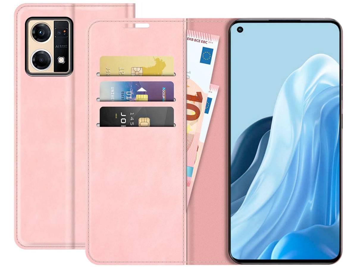 Just in Case Slimfit Wallet Case Roze - Oppo Reno7 hoesje