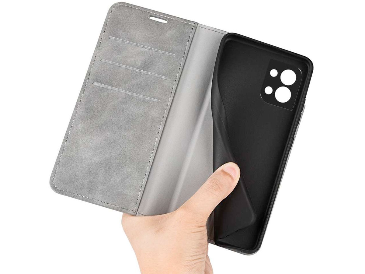 Just in Case Slimfit Wallet Case Grijs - Oppo Reno8 hoesje