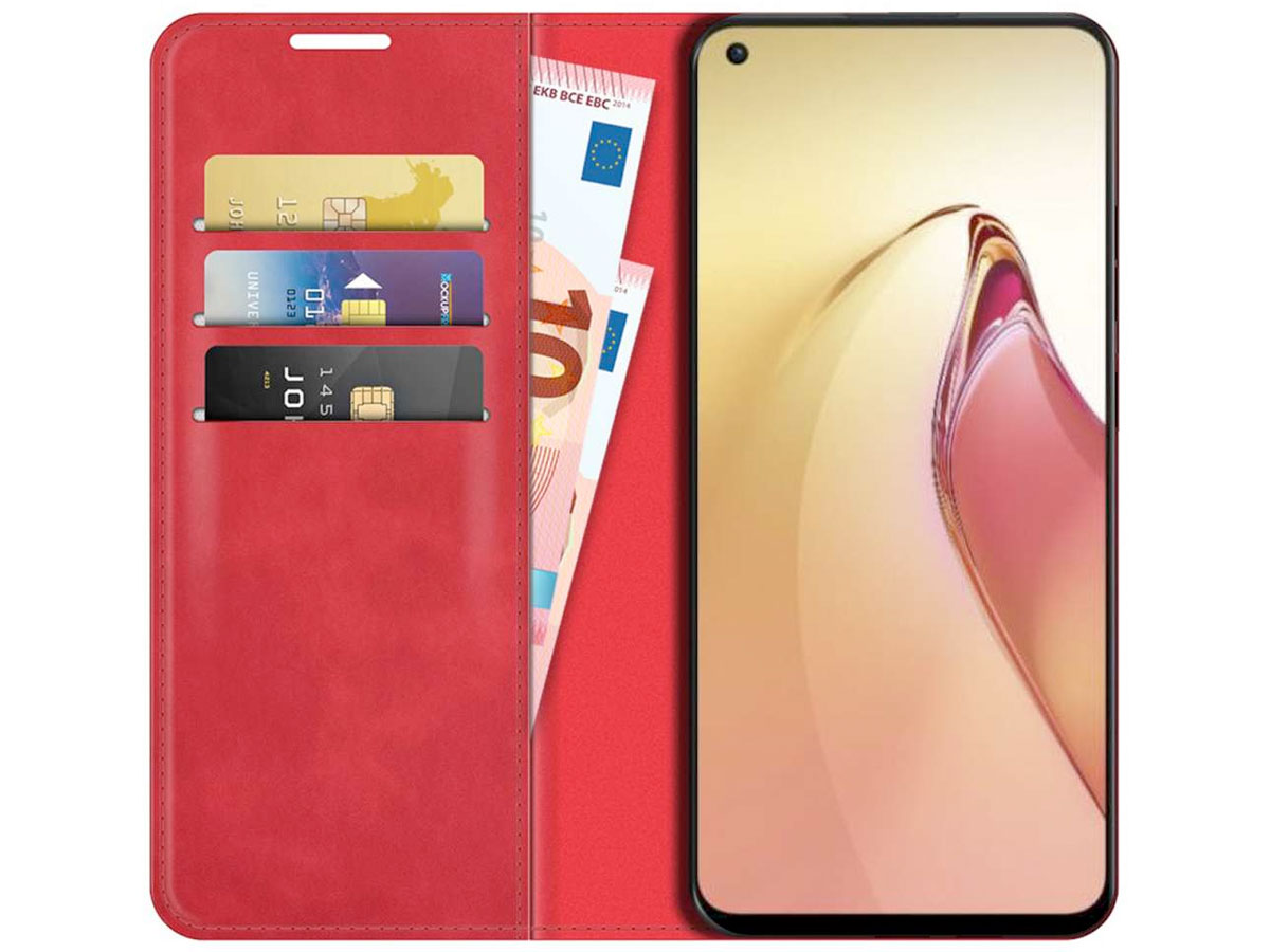 Just in Case Slimfit Wallet Case Rood - Oppo Reno8 hoesje