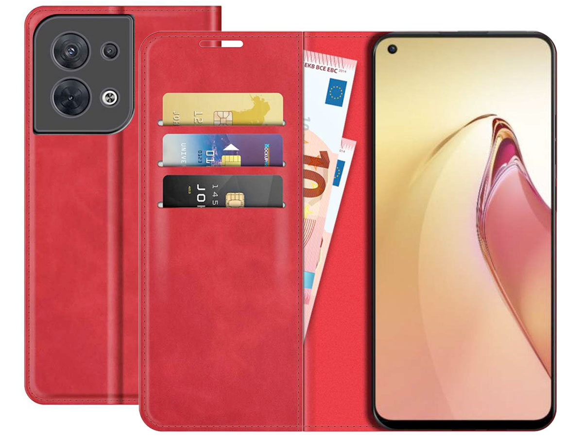 Just in Case Slimfit Wallet Case Rood - Oppo Reno8 hoesje