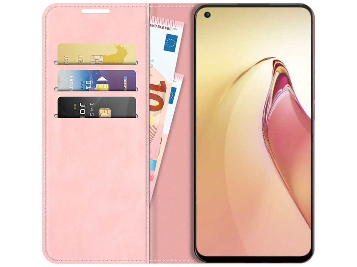 Just in Case Slimfit Wallet Case Roze - Oppo Reno8 hoesje