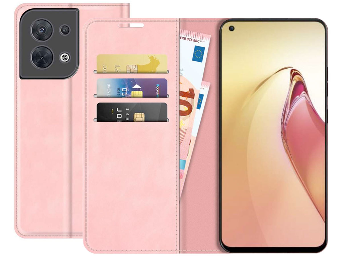 Just in Case Slimfit Wallet Case Roze - Oppo Reno8 hoesje