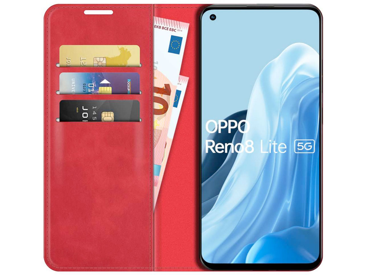 Just in Case Slimfit Wallet Case Rood - Oppo Reno8 Lite hoesje