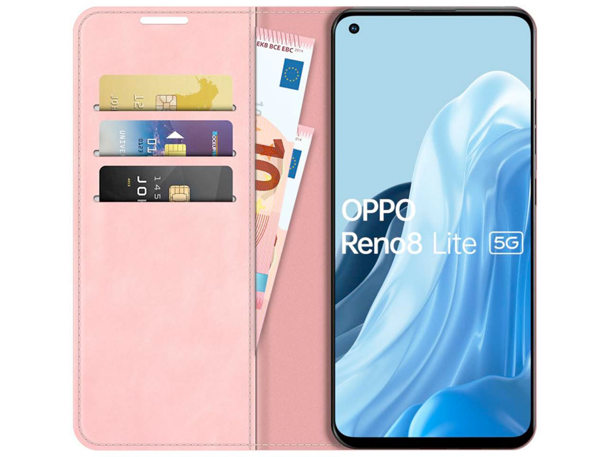 Just in Case Slimfit Wallet Case Roze - Oppo Reno8 Lite hoesje