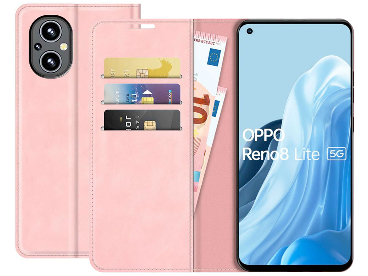 Just in Case Slimfit Wallet Case Roze - Oppo Reno8 Lite hoesje