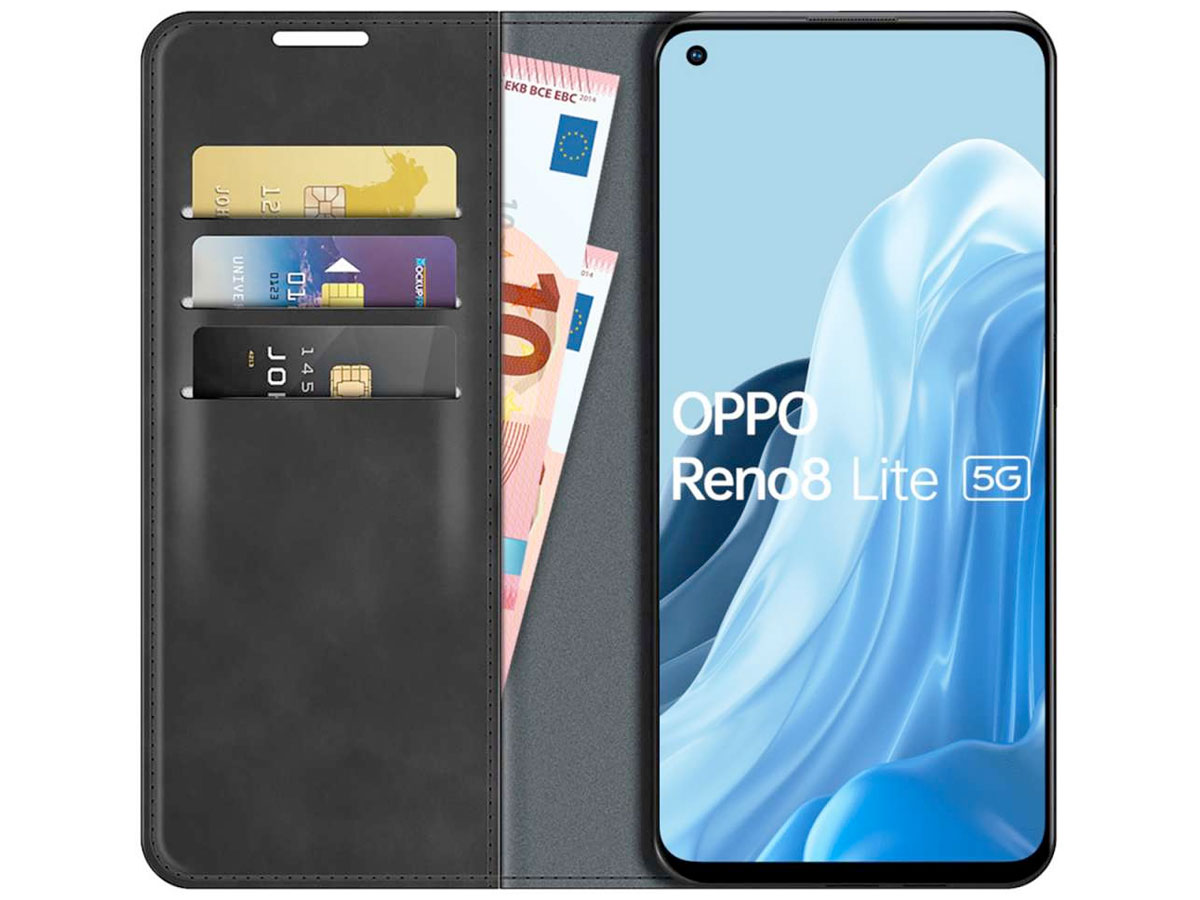 Just in Case Slimfit Wallet Case Zwart - Oppo Reno8 Lite hoesje