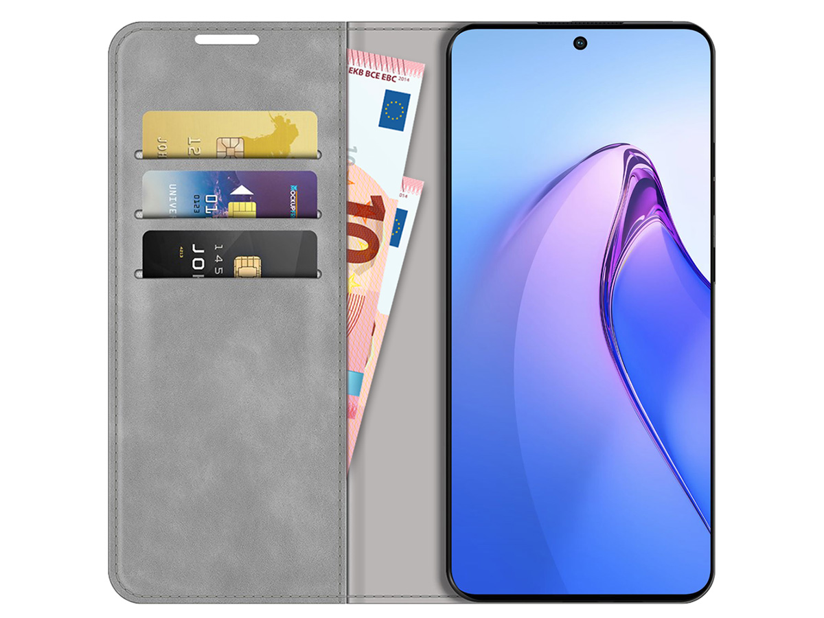 Just in Case Slim Wallet Case Grijs - Oppo Reno8 Pro hoesje