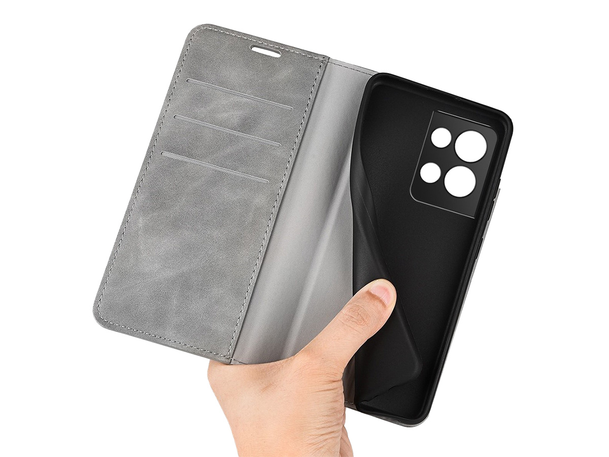 Just in Case Slim Wallet Case Grijs - Oppo Reno8 Pro hoesje