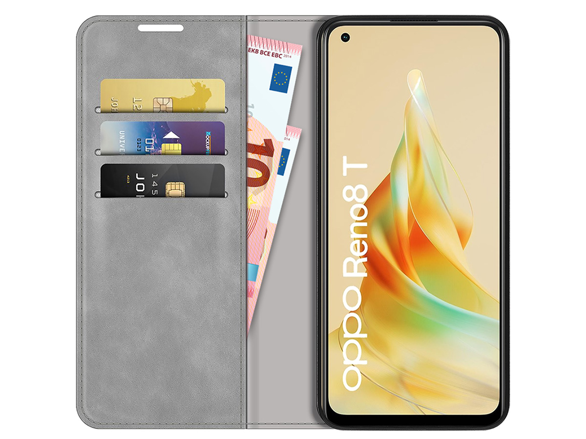 Just in Case Slim Wallet Case Grijs - Oppo Reno8 T hoesje