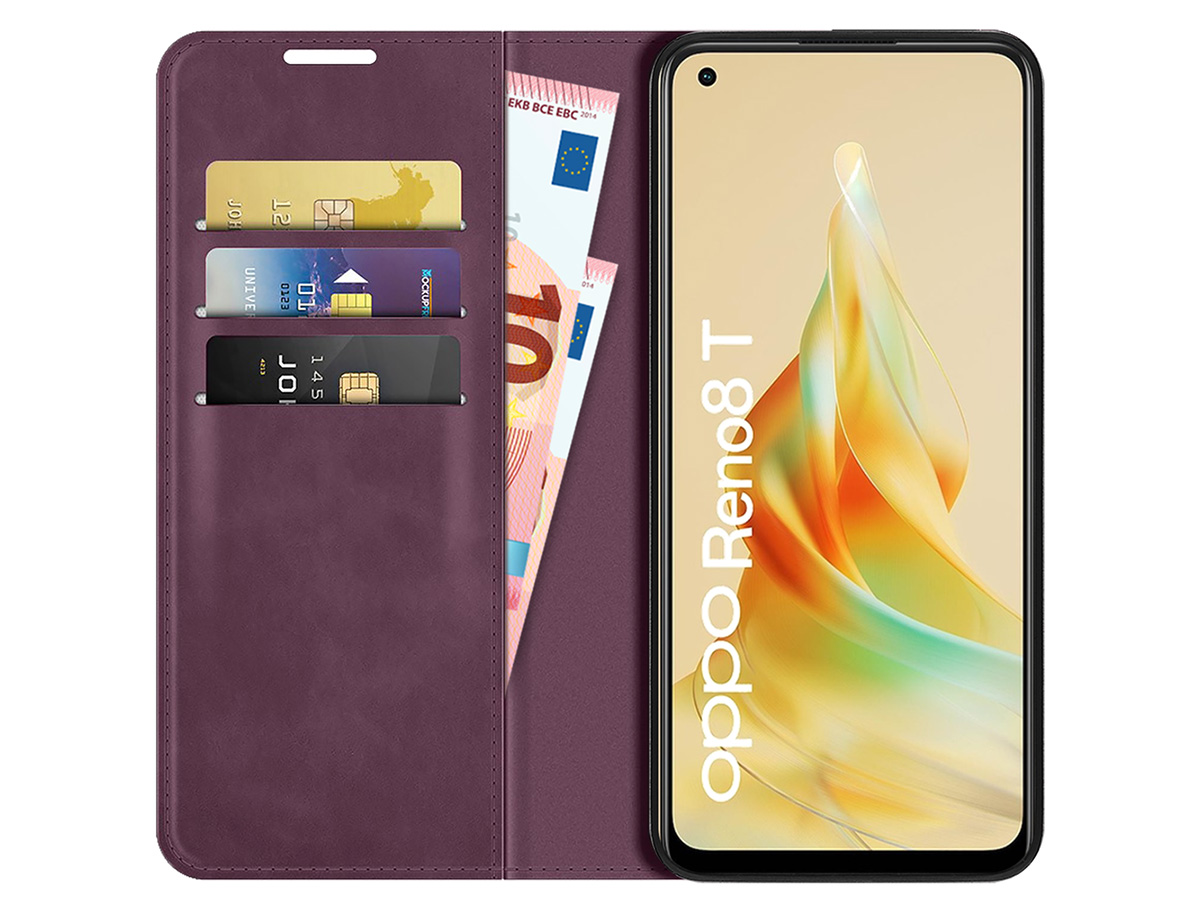 Just in Case Slim Wallet Case Paars - Oppo Reno8 T hoesje